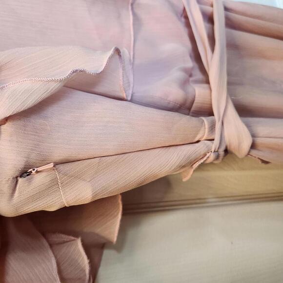 ASOS Feminine Soft Pink Ruffled Faux Wrap Maxi Dress- Size 6 - Picture 7 of 9